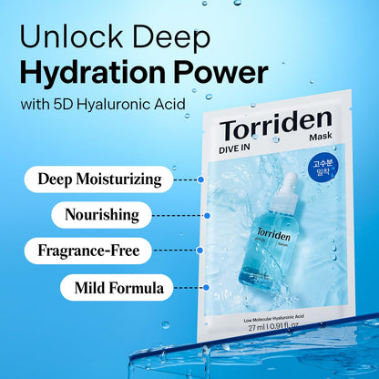 [Torriden] DIVE-IN Hyaluronic Acid Facial Mask (10 sheets)