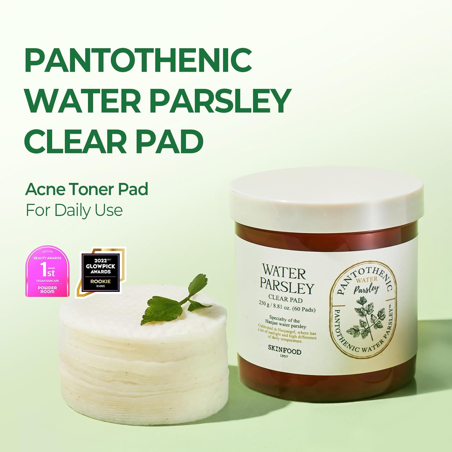 [Skinfood] Pantothenic Water Parsley Clear Toner Pad (60 pads)