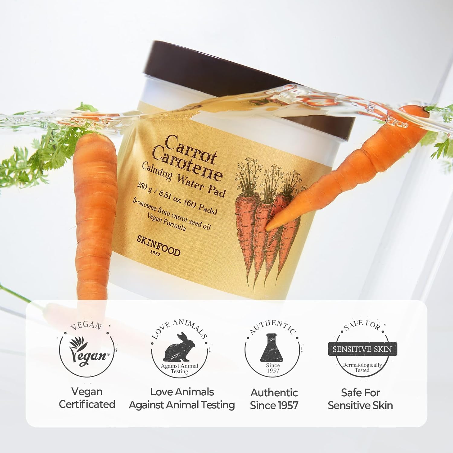 [Skinfood] Carrot Carotene Calming Water Pad (60 pads)