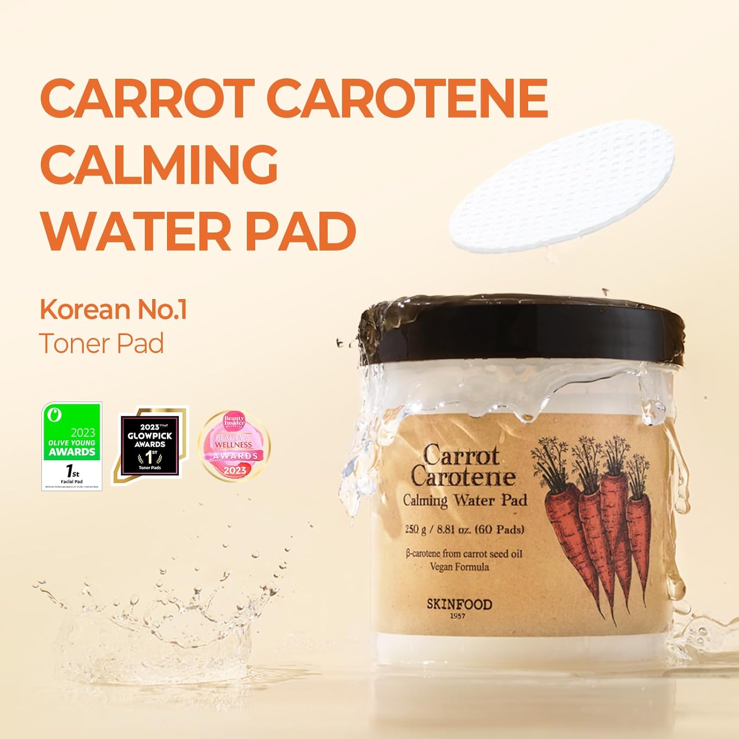 [Skinfood] Carrot Carotene Calming Water Pad (60 pads)