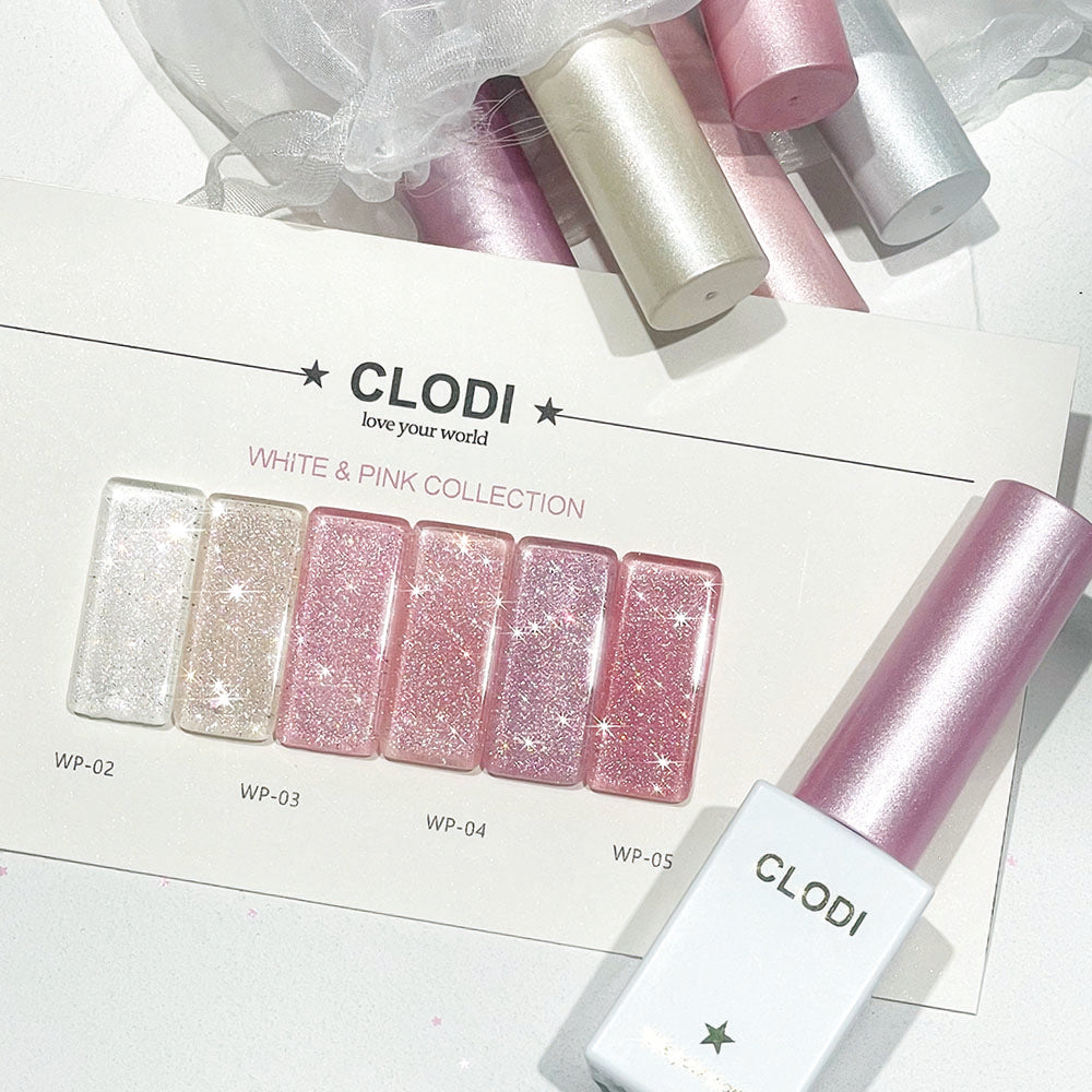 Clodi White & Pink Collection - 6 Glitter Set