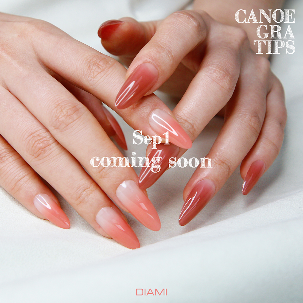 Diami Canoe Gradation Nail Tip -  Coral Pink & Mama Red