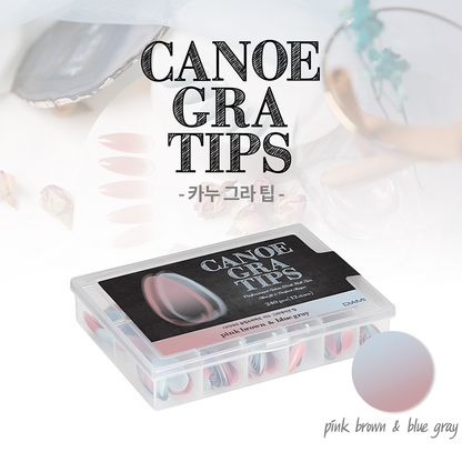 Diami Canoe Gradation Nail Tip - Pink Brown & Blue Gray