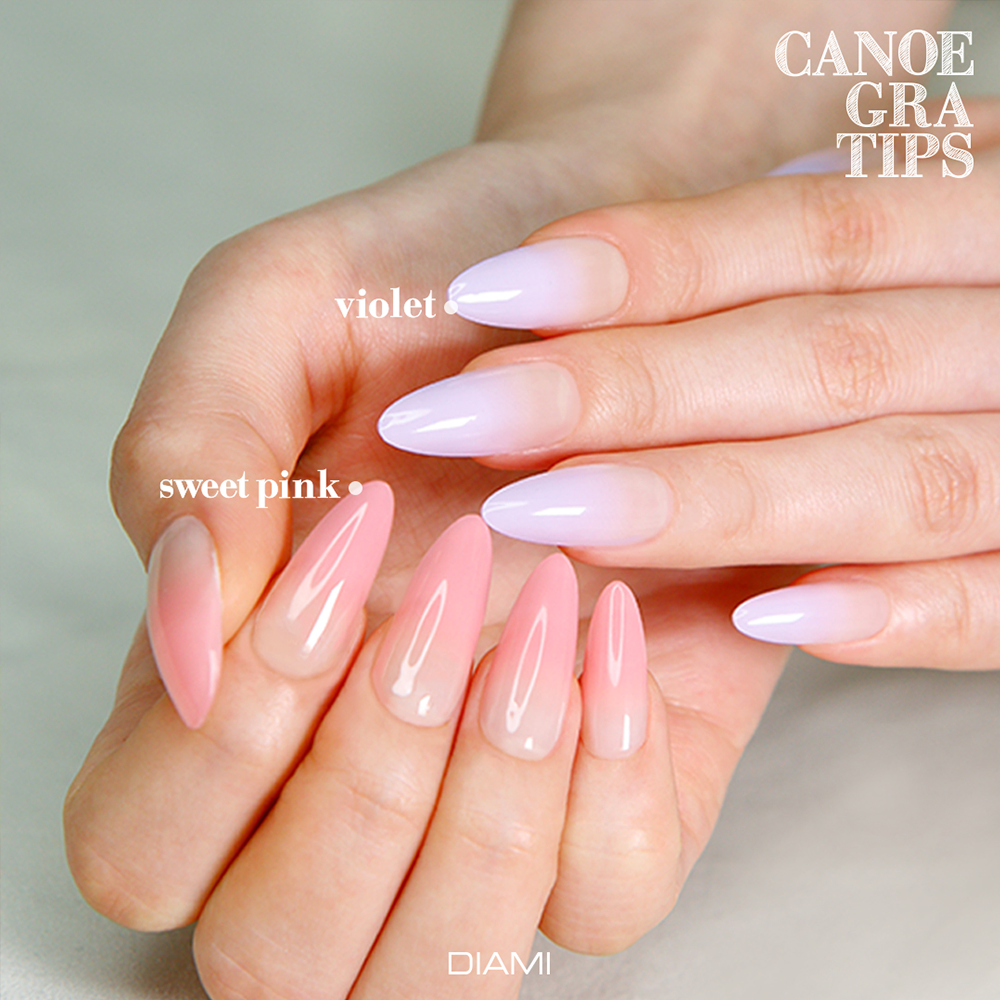 Diami Canoe Gradation Nail Tip - Sweet Pink & Violet
